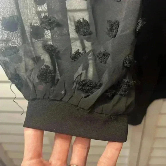 SweatyRocks Long Sleeve Pullover Swiss Dot Mini Dress Size Large Black NWT - Picture 7 of 7